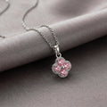 8414 pink zircon clover necklace - stainless steel