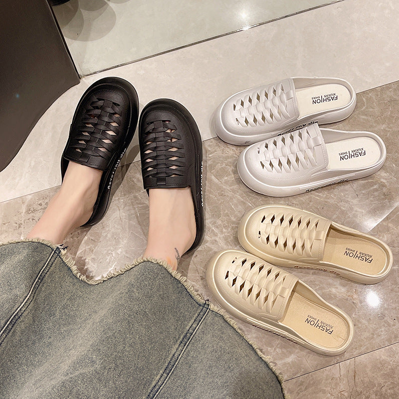 2024new arrivalsummerfashioncut outcasual baotou lazy slippers popularins outdoor beach one-line women's shoes