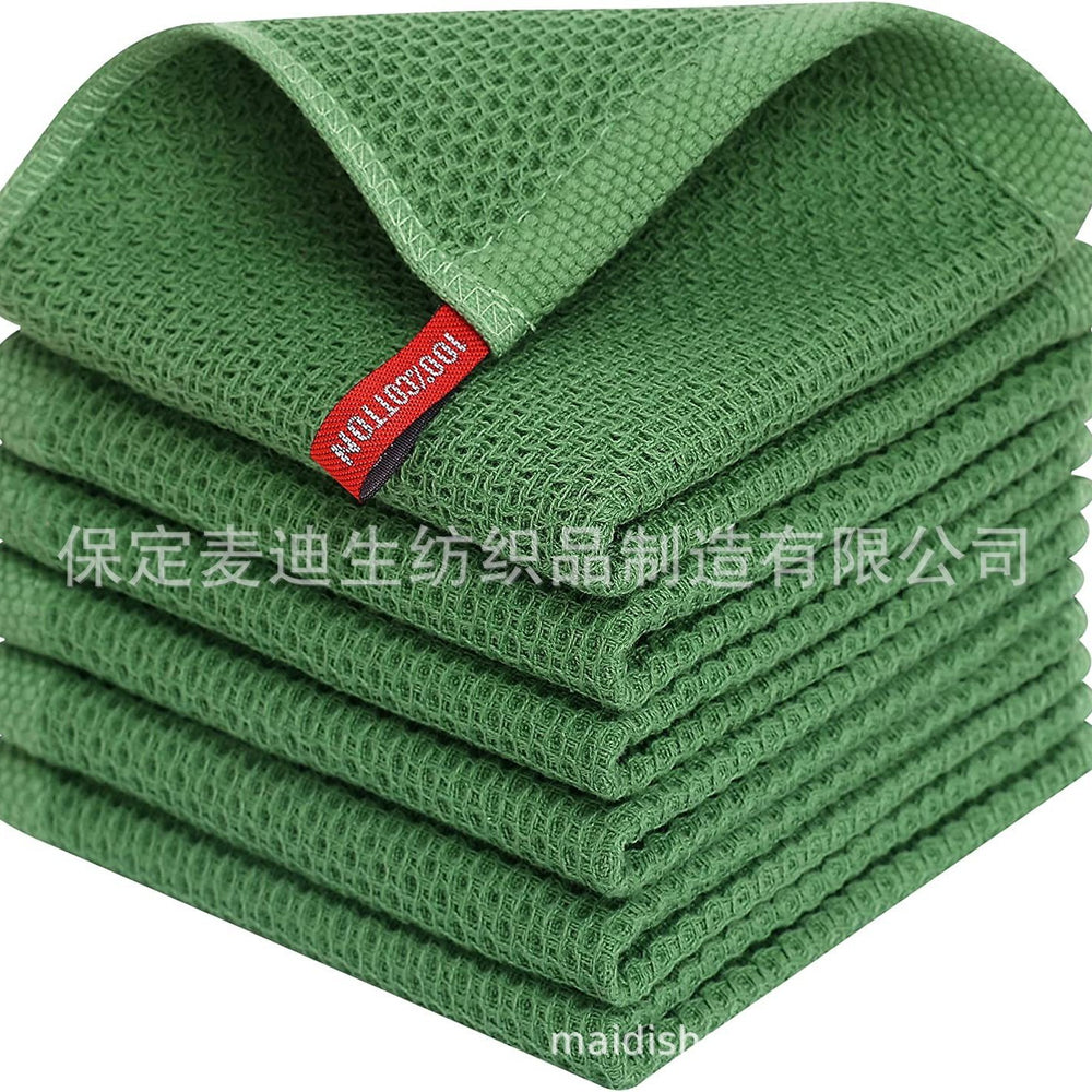 Pure cotton waffle honeycomb towel, soft and absorbent, available in various sizes, can be combined and packaged, with barcode, shipped cross-border