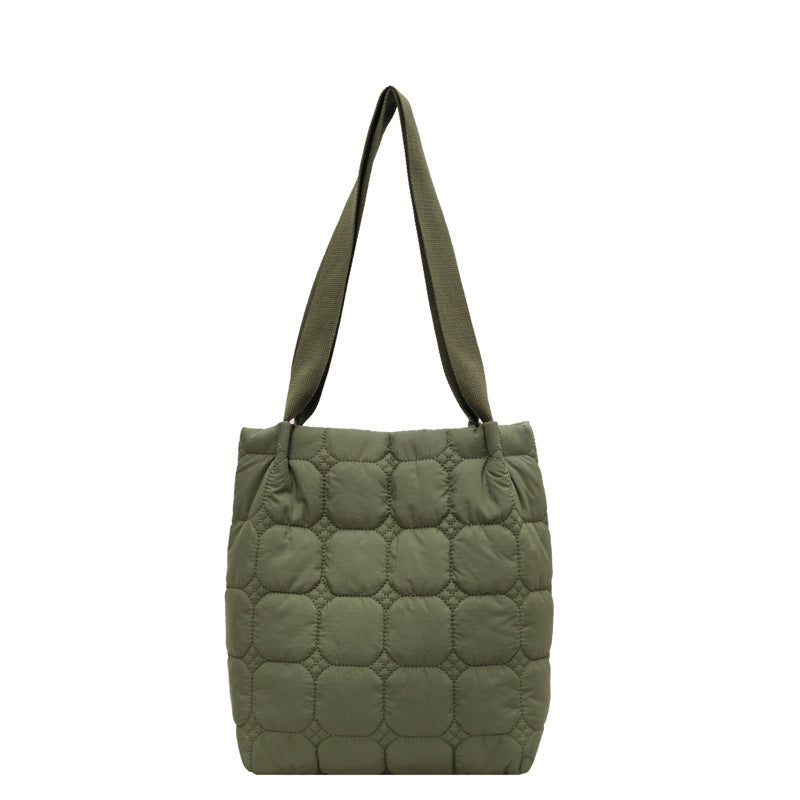 Spring new cotton clothes bucket bag fashionable and simple women's shoulder bag large-capacity cotton plaid portable women's bag