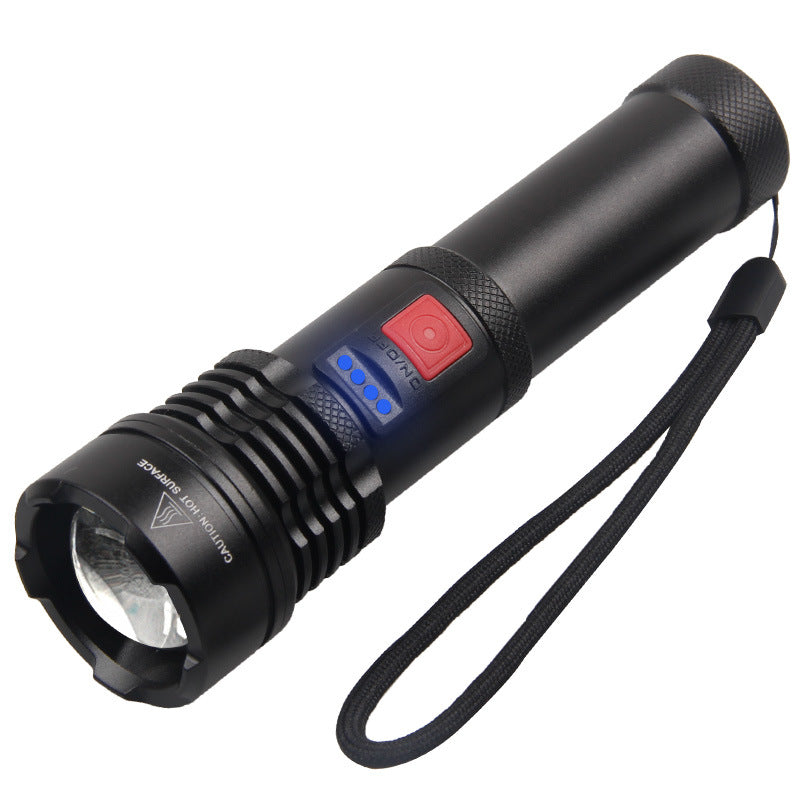 LED power display strong light flashlight  XHP50 built-in USB charging telescopic zoom far and near light flashlight