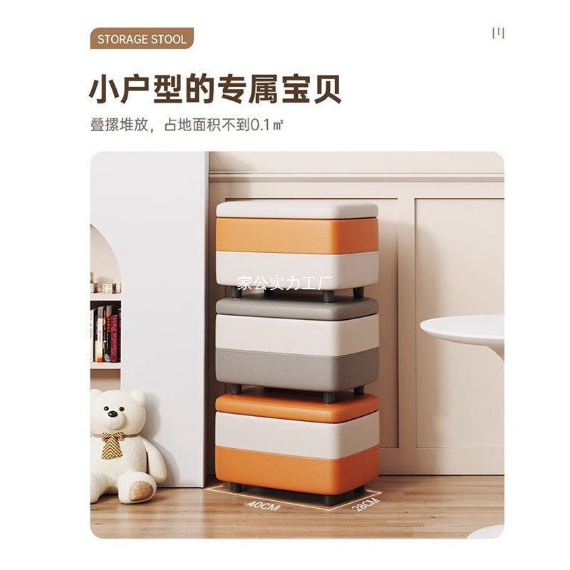 Solid wood stool household storage stool storage box stool can be used as a sofa stool door shoe change stool storage small bench