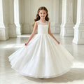 export girls' european and american style white wedding dress lace patchwork long dress chiffon summer holiday vacation dress