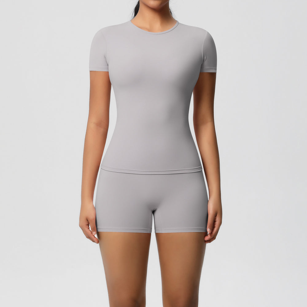 New arrival: european and american style solid color double-sided brushed breathable compression yoga set - 8 piece activewear set for running and fitness