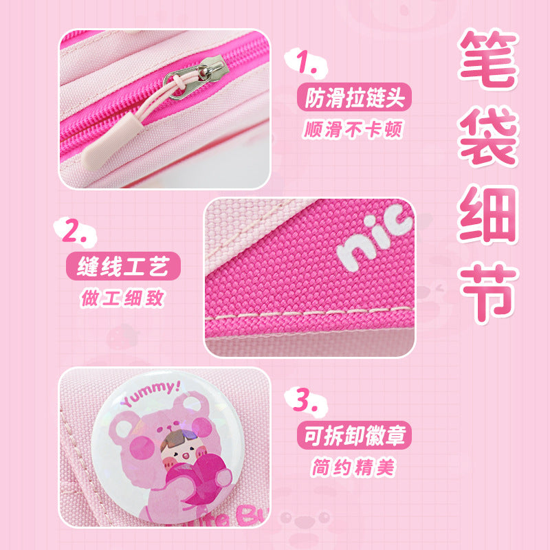Pencil bag Large capacity children, primary school students and girls High value multi-functional double-layer stationery bag 2025 new pencil bag