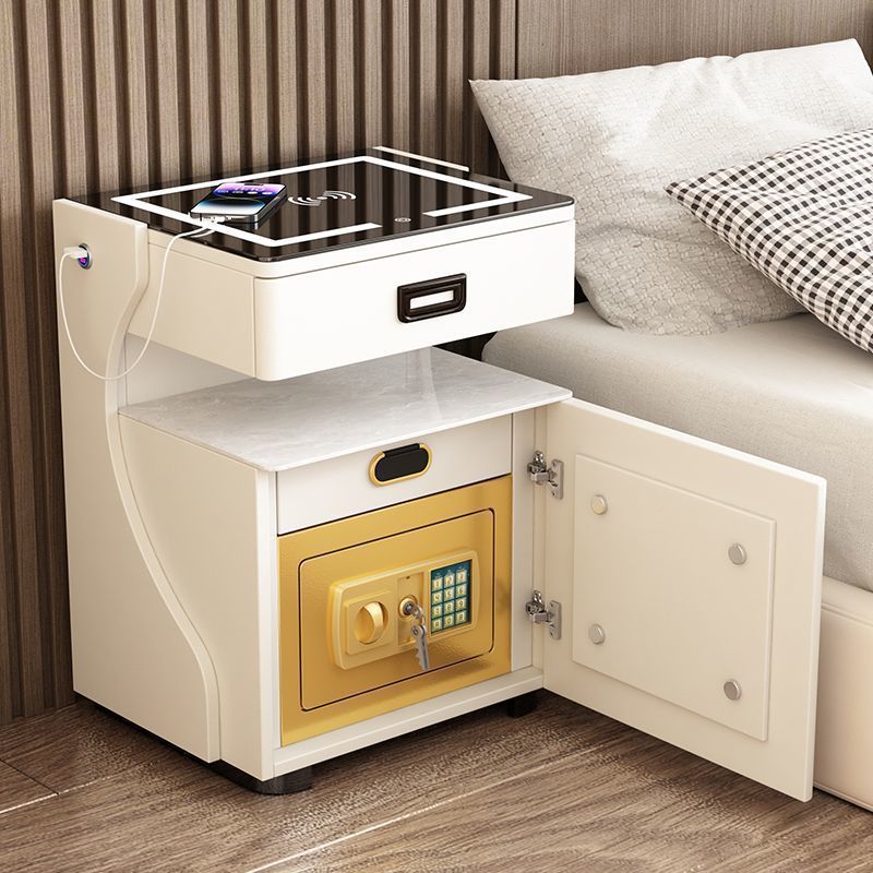 Smart bedside table with safe - all-in-one home bedside table safe, bluetooth speaker, smart home tech