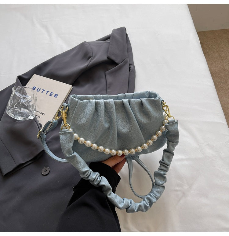 Cross-border large-capacity bag women's summer 2025 new casual messenger bag Korean version single shoulder underarm pleated cloud bag