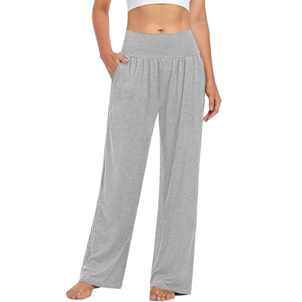 Amazon cross-border fashion two-piece set: wide-leg casual activewear yoga pants with high waist, loose fit, and pockets