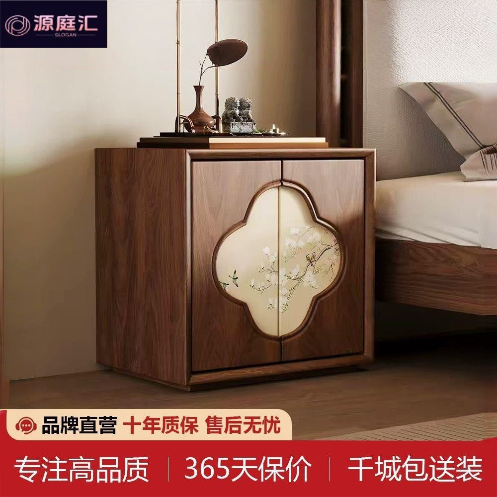 Song dynasty aesthetic black walnut entryway cabinet - modern chinese style solid wood storage console table - stackable storage combination unit