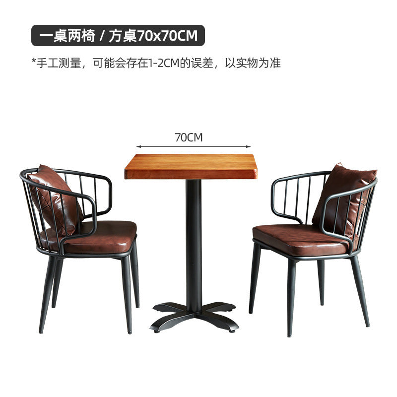 American wrought iron solid wood dining table and chairs combination industrial style Internet celebrity restaurant barbecue shop music bar bistro table