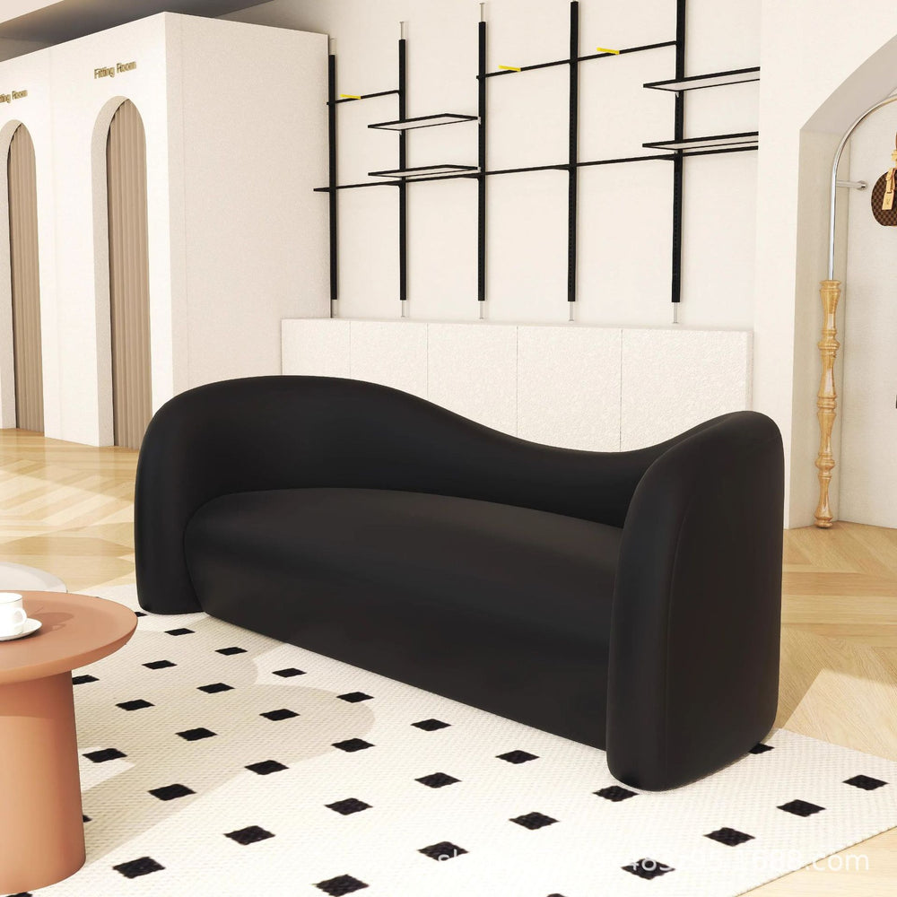 Milo's light luxury milk tea shop clothing store sofa leather art black retro beauty salon reception and negotiation popular rest area