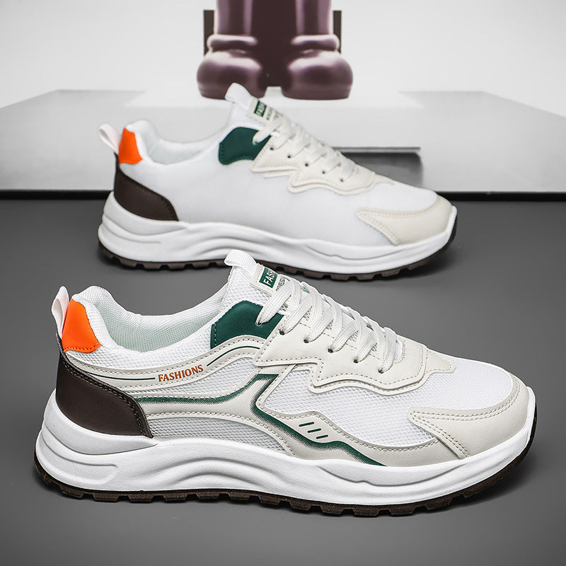 Men's summer breathable mesh casual running anti-slip sneakers - versatile trendy chunky sole dad shoes for men