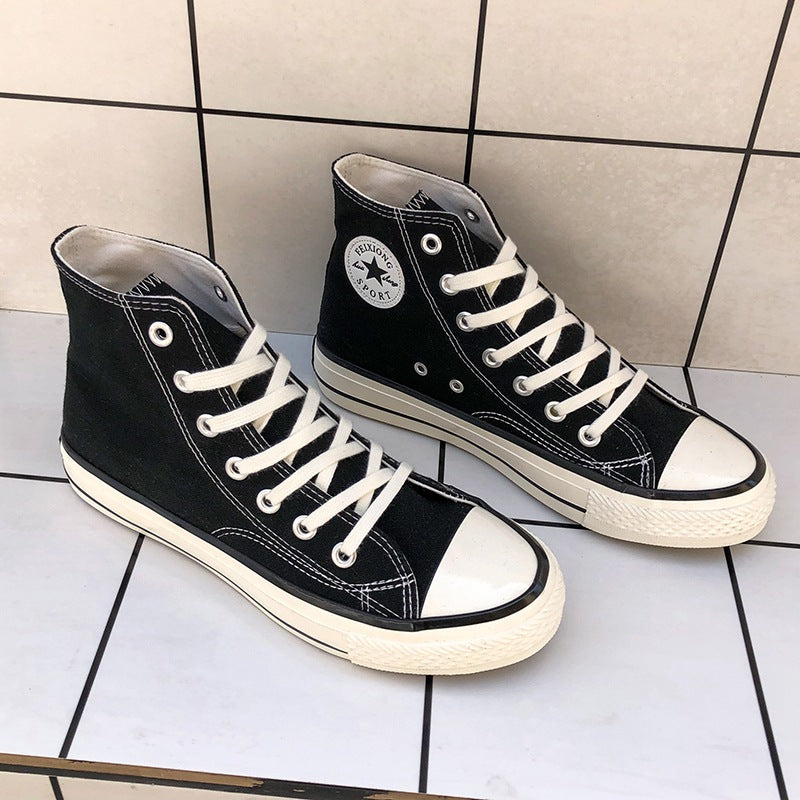 1970s retro skate shoes korean style trendy summer breathable versatile student high-top canvas shoes men's couple fashion sneakers
