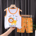 Kids' tank top set - summer new arrival: pure cotton girls' shorts outfit, korean style sleeveless set for baby boys and girls