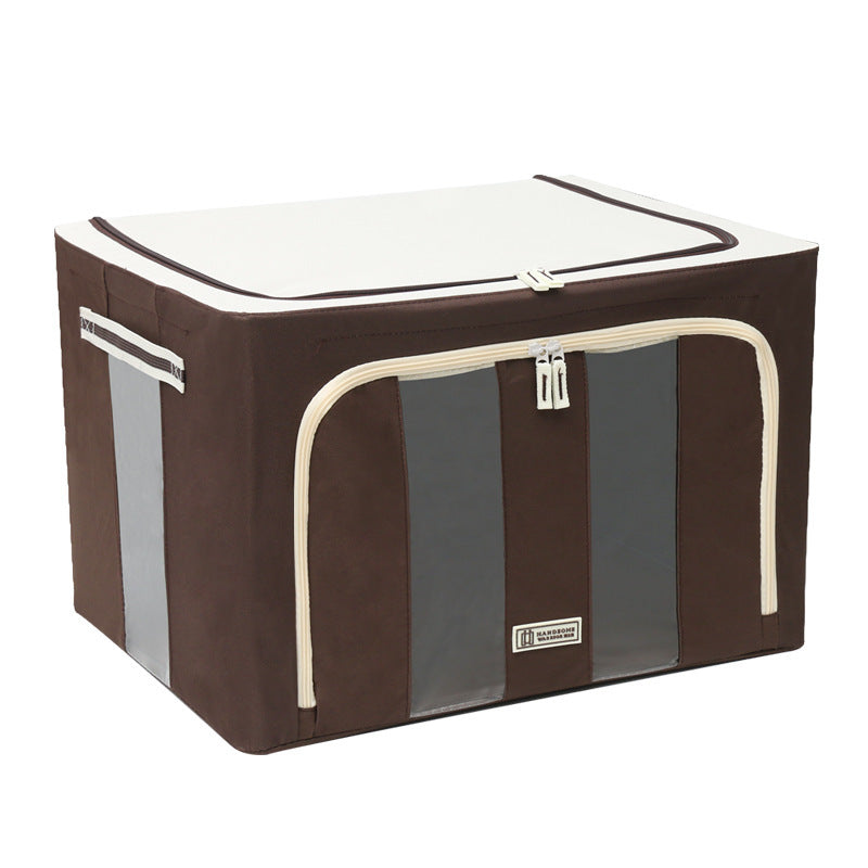 Household thickened Oxford cloth storage box Fabric foldable clothing quilt toy makeup dust-proof steel frame Baina box