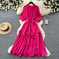 Qianjin feng accessible luxurysense of designstereo flower dress female summerlong sleeveshigh waista-line skirteleganceelegant