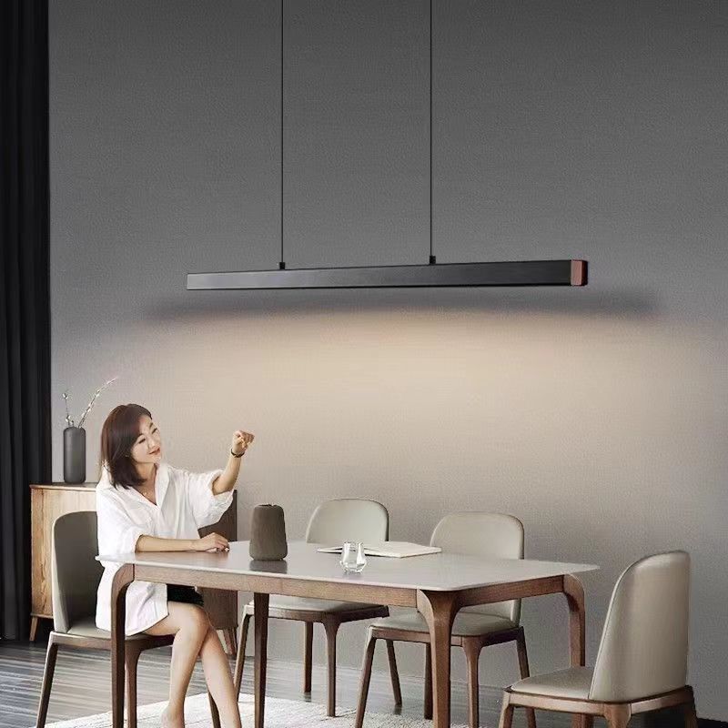 Modern minimalist integrated linear dining table/bar counter pendant light - eye-caring fixture for office, restaurant, and dining room