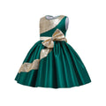 Kids green satinsequinlace baby girl first birthday dress skirt flower girls' dresses