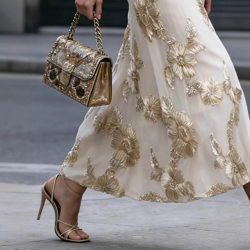 Amazon french chic elegant jacquard solid color maxi skirt - women's new summer loose fit slimming midi skirt