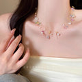 Colorful beaded pearl necklace for women - summer dopamine jewelry stackable choker accessory - high-end clavicle chain for beach vacation