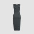 new european and american cross-border sexy knitted ribbed pleated bodycon maxi dress - vacation style