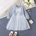 Girls' spring dress  new style kids chic princess dress baby mesh patchwork sweatshirt dress - yingshang
