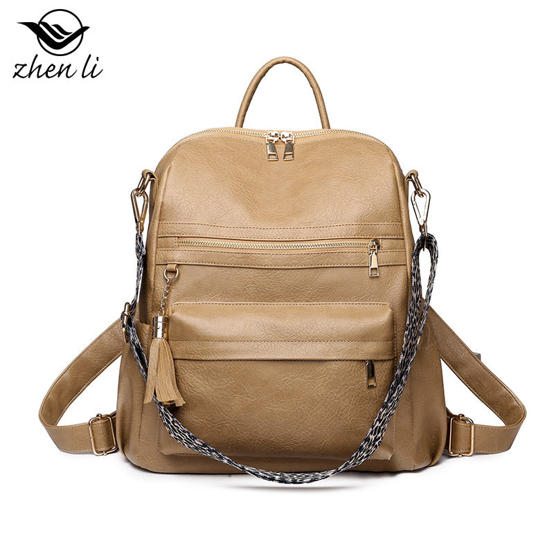 Cross-border bags backpack large capacity trend retro backpack soft leather dual-purpose shoulder bag women's backpack