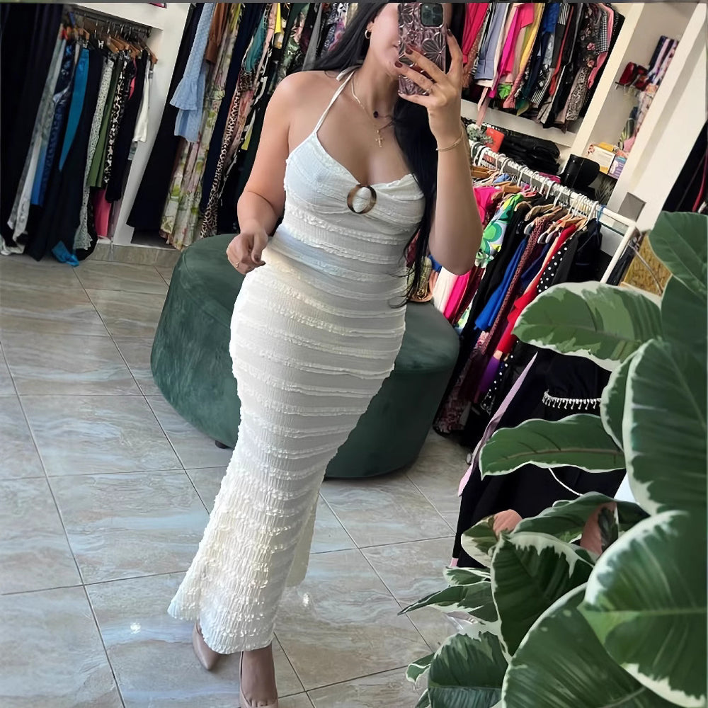European and american cross-border women's spring  solid color sleeveless camisole sexy backless slim-fit maxi slip dress