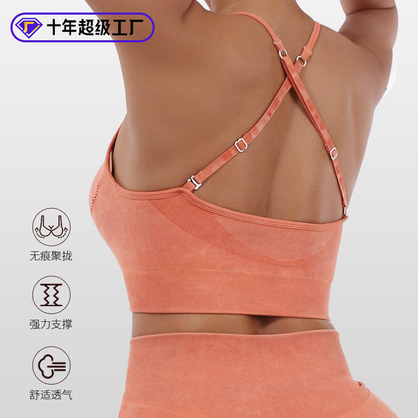 GYM Shark same sports underwear women's, seamless matte with chest pad,  yoga fitness vest, tight bra