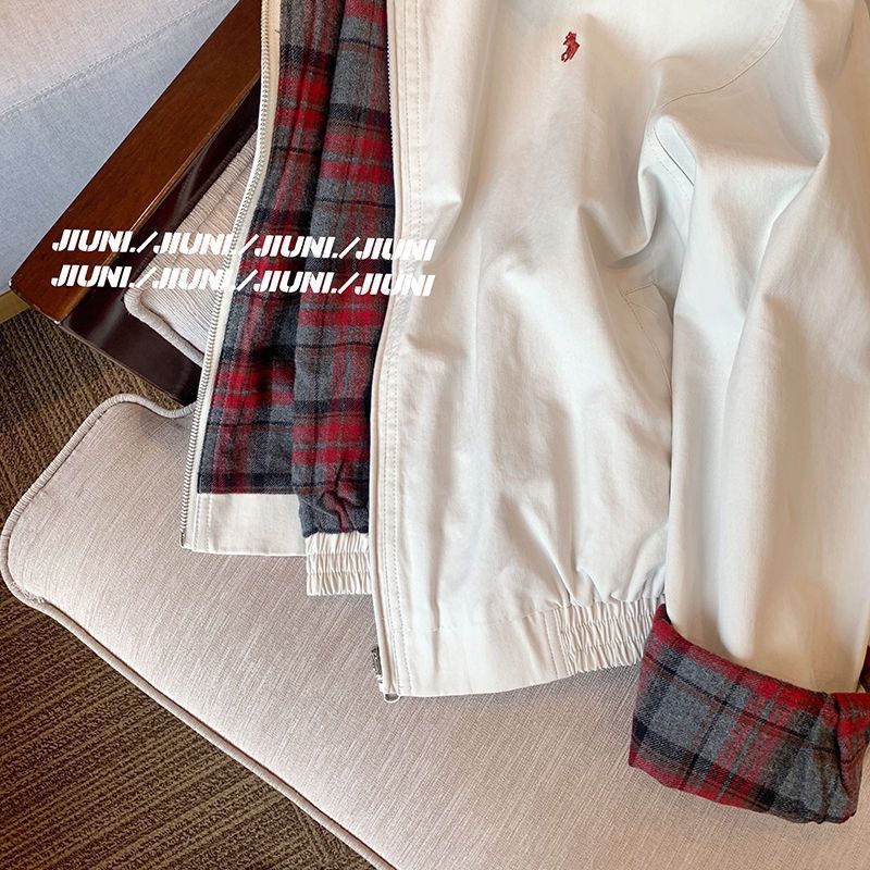 American lapel embroidered jacket 2025 spring and autumn new large size casual retro sweet cool baseball top contrasting colors