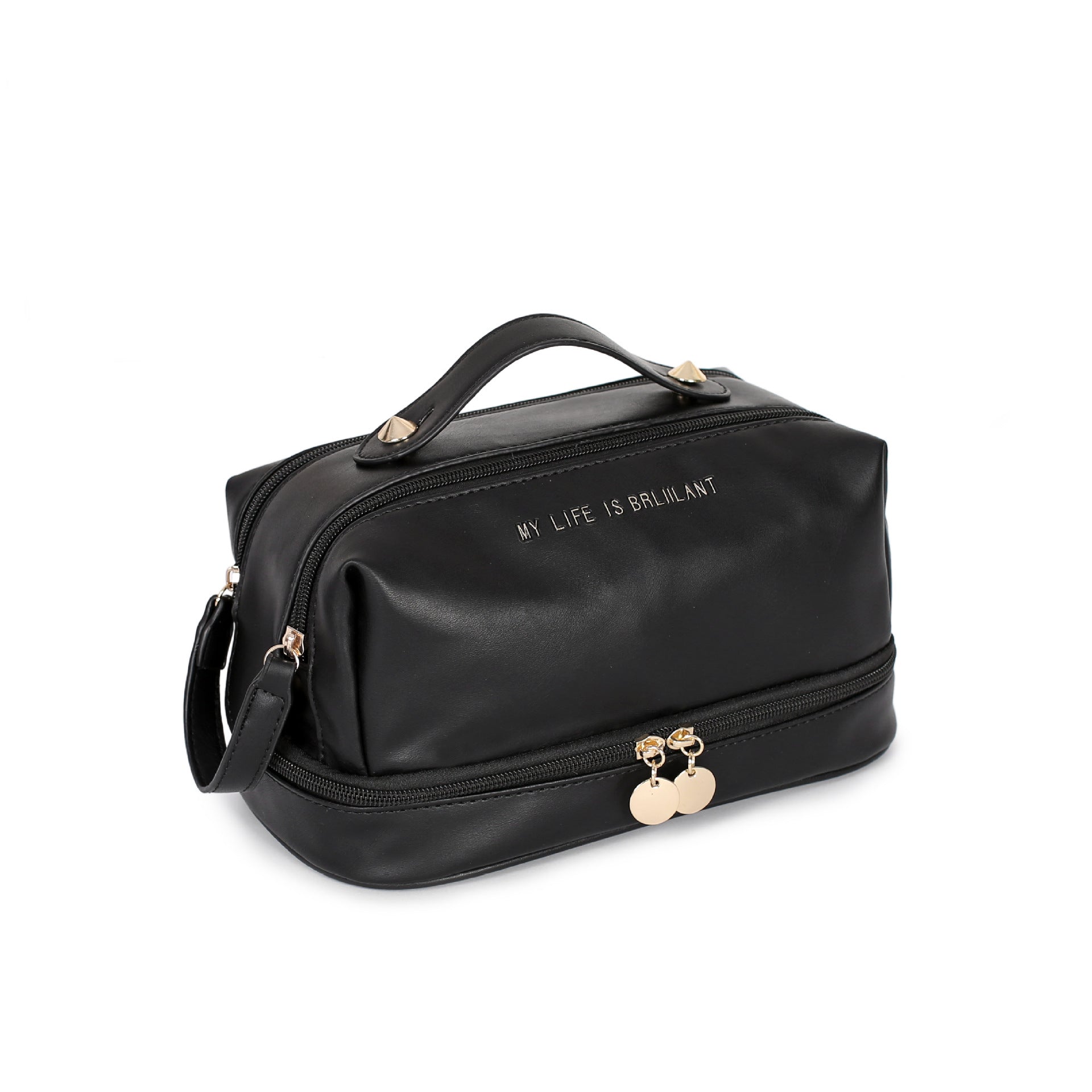 Premium sense portable large-capacity cosmetic bag travel waterproof toilet bag double-layer partition cosmetic storage bag