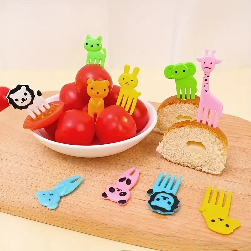 cartoon fruit fork set - cute animal creative fruit picks, bento fruit forks, dessert forks - wholesale