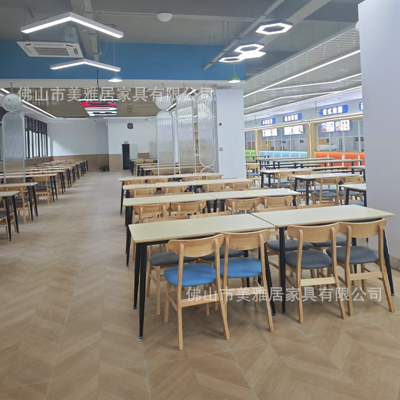 Canteen table and chair combination 4 people 6 people dining table restaurant restaurant factory workers enterprise employees school tables and chairs