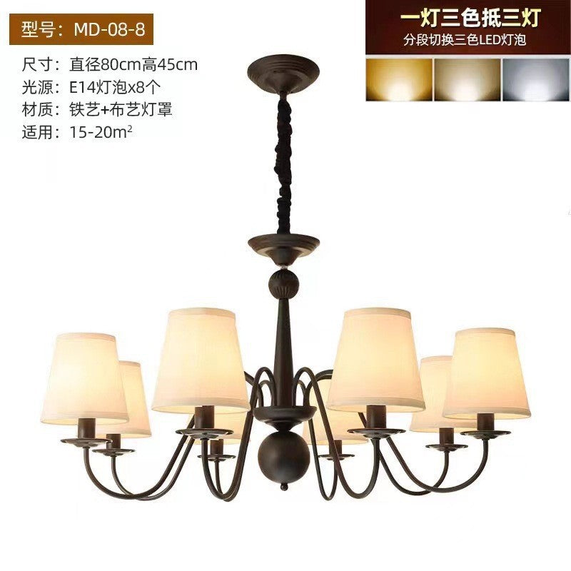 Vintage American Country Chandelier Living Room Pastoral Master Bedroom Bauhaus Nordic Simple Restaurant Fabric Home Lighting
