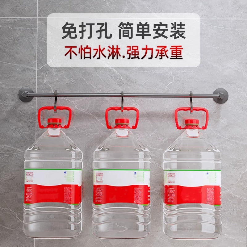 Towel rack bathroom punch-free storage rack bathroom wall-mounted kitchen single pole towel bar slipper rack storage rod