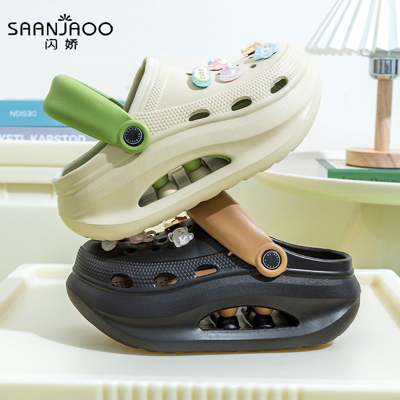 2025 new women's wedge platform clogs - summer outdoor wear, thick sole, two-wear style, chunky heel, non-slip beach sandals & slippers