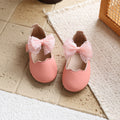 new girls' flats: lace-trimmed, big bow, soft-soled first walker shoes for toddlers - solid color princess style