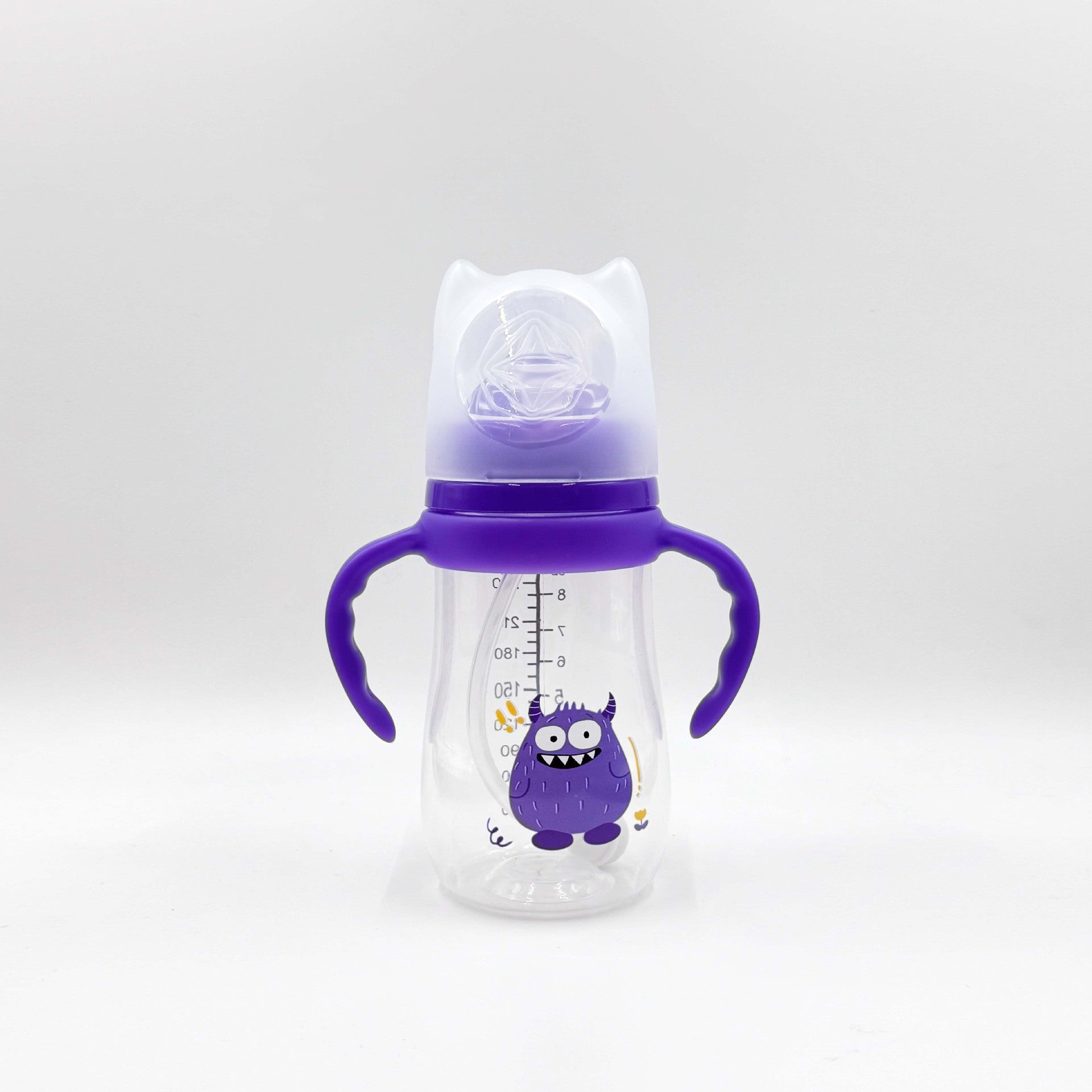 English boxed pacifier 210/240/300ml Monster series with handle PP bottle with straw