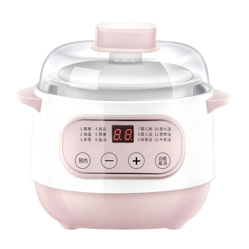 Electric stew pot fully automatic water-stopping stewed bird's nest for 1-2 people ceramic liner baby cooking porridge for home electric casserole stew pot