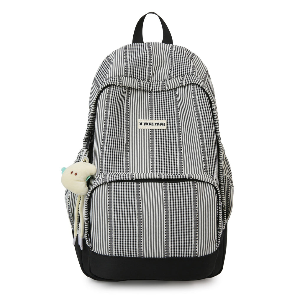 New sweetheart girl wavy plaid backpack - unique design, minimalist style, versatile and perfect for female college students