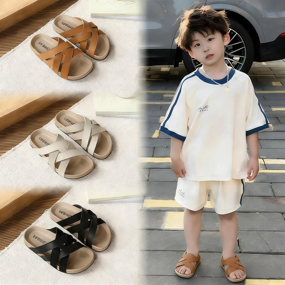 Boys' cork sandals - new summer open-toe kids' shoes - indoor/outdoor soft sole sandals - big & tall boys' flip-flops