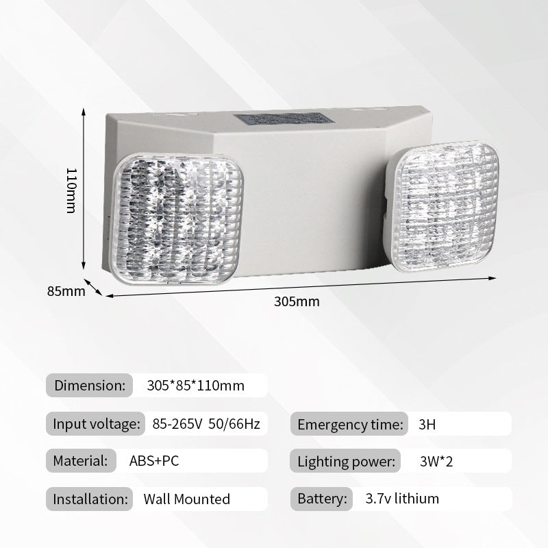 Cross-border export source manufacturer led emergency double-head light 2 * 3W emergency lighting light with adjustable switch angle