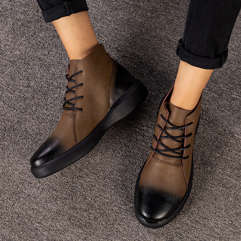 New arrival cowhide bootswinter men's bootsmencasual leather shoes non-slip men's shoes youth trendy shoes
