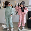 Girls' activewear set -  spring/autumn collection: stylish and trendy new arrivals for kids and teens. featuring new, loose-fit cargo pants for a cool and edgy look