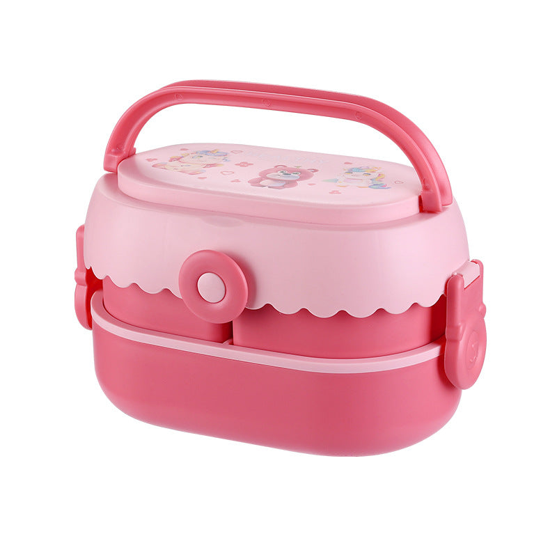 Cute lunch box with dividers, microwaveable bento box for office workers, fruit container, children's spring outing lunch box, picnic box