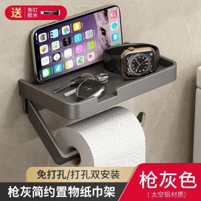Bathroom tissue box wall-mounted toilet paper holder, punch-free waterproof toilet paper dispenser, restroom roll paper holder