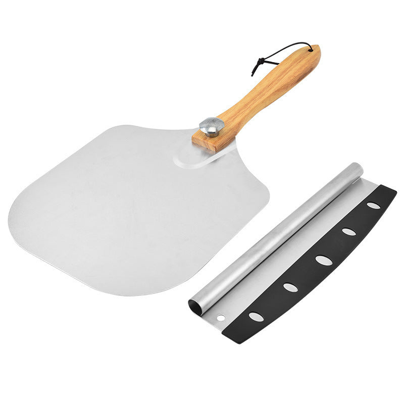Cross-border aluminum wooden handle cooking shovel steak grilled shovel iron plate grilled shovel pizza shovel French tiramisu household