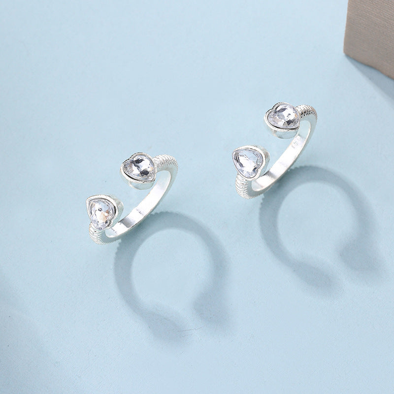 Open ring wholesale european and american cross-border jewelry women's stylish alloy niche high-end love diamond-encrusted couple rings