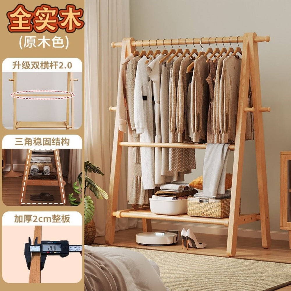 Foldable solid wood clothes rack - freestanding wardrobe for bedroom, living room, and home use - clothes storage, coat rack, and drying rack for rooms