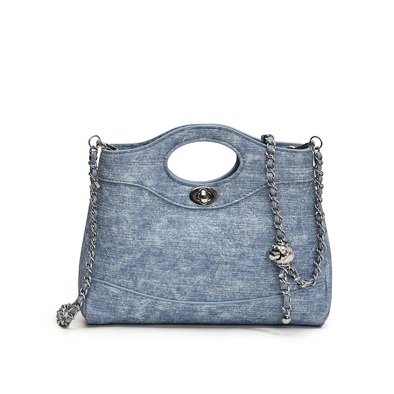 2025 new fashion rhombus embroidered thread bag Xiaoxiangfeng daily women's simple niche chain single shoulder messenger bag